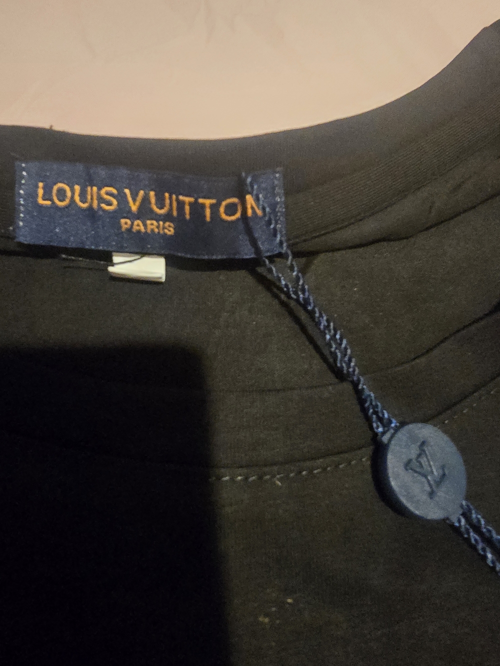 Louis Vuitton Black Rhinestone Logo Tee - Picture 7 of 9